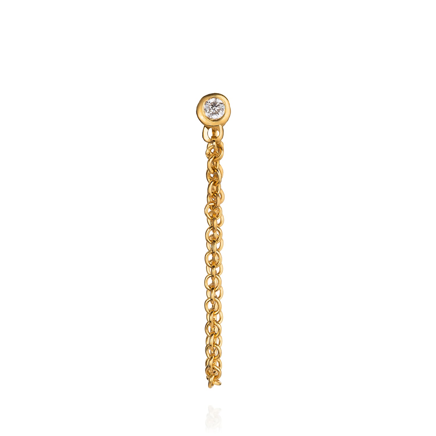 Diamond & Chain Stud Earring