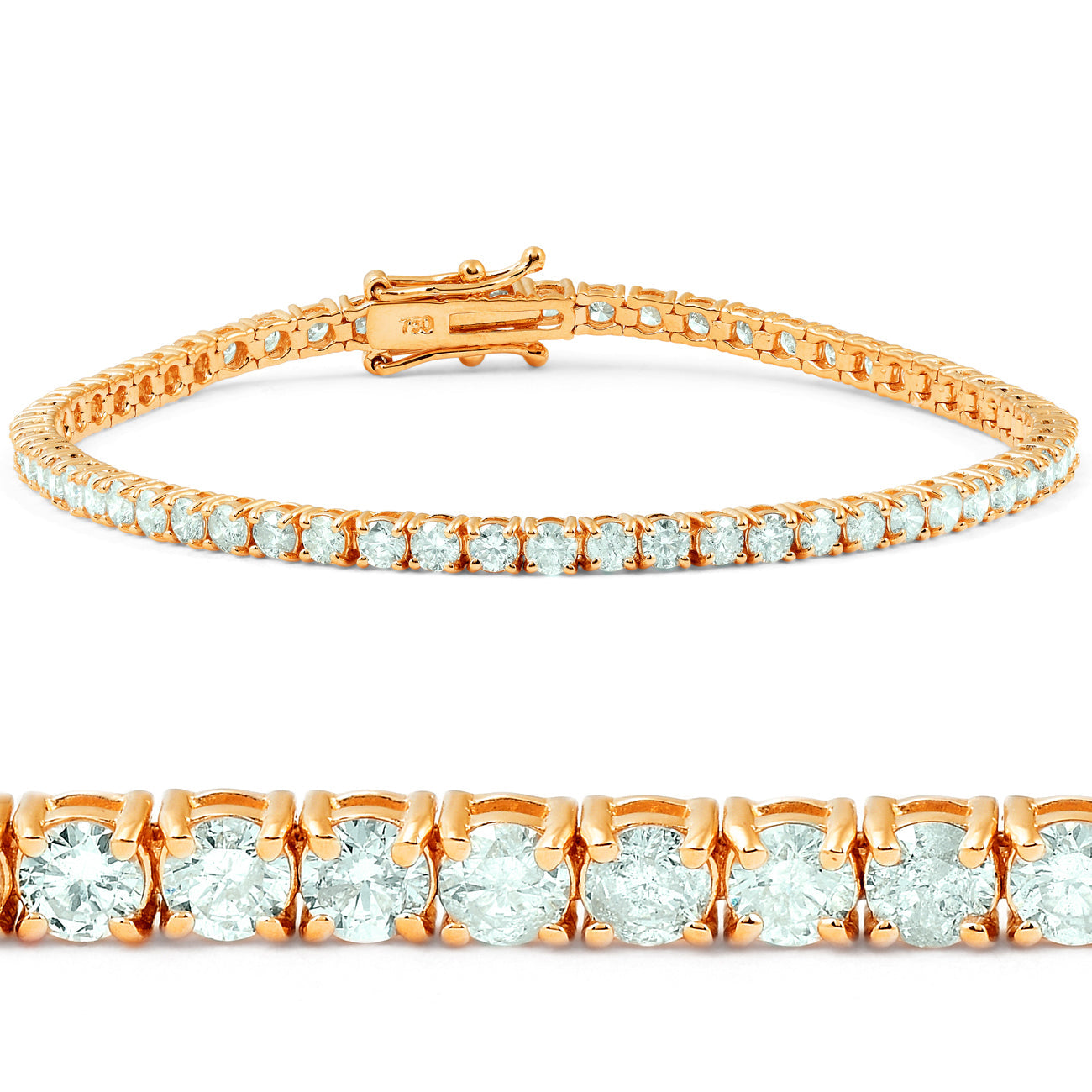 7 1/2 ct Diamond Tennis Bracelet 14K Rose Gold 7'