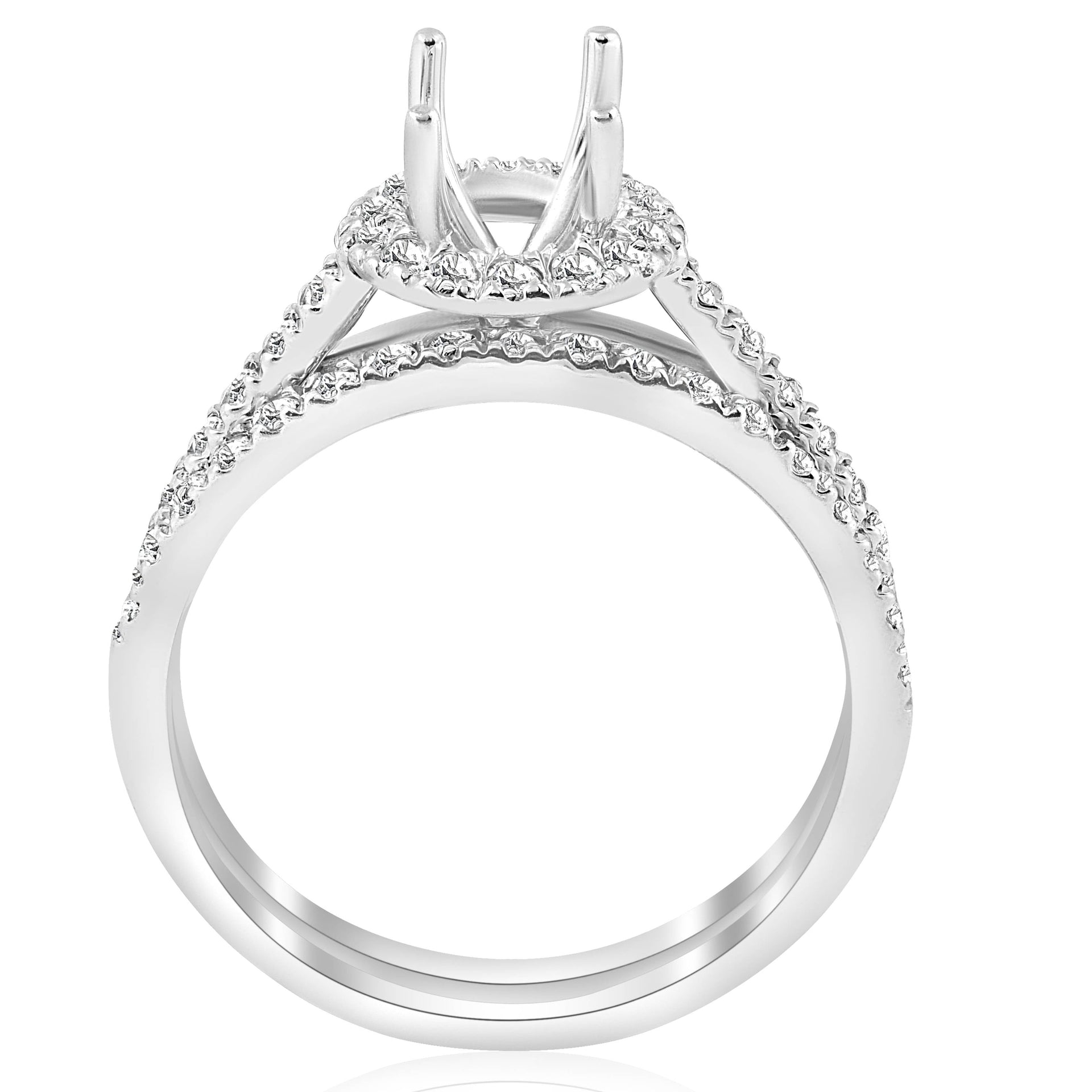 5/8 ct Halo Engagement Mount Set 14K White Gold