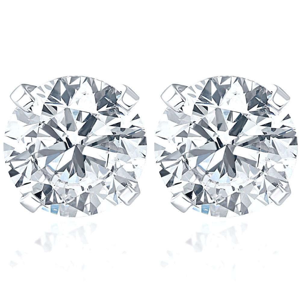 4 CT Diamond Studs 14k White Gold