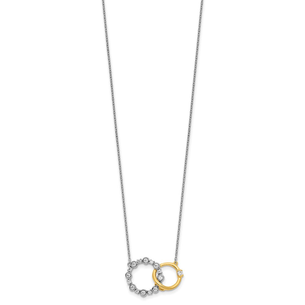 14K Two-tone Gold 0.40 CT Lab Grown Diamond Circle Interlocking Necklace 18' Clarity VS Color G-H