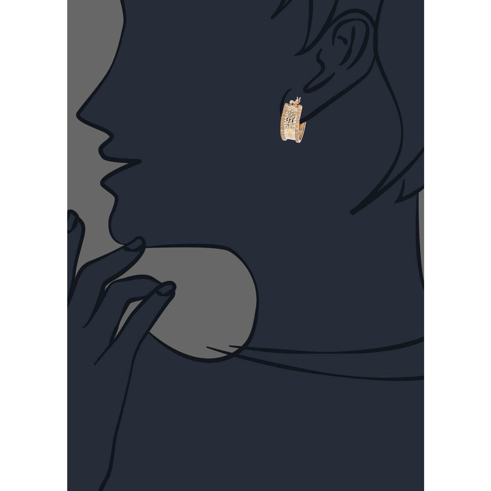 1/4 cttw Diamond Hoop Earrings Rose Gold Plated over .925 Silver 1 Inch Design