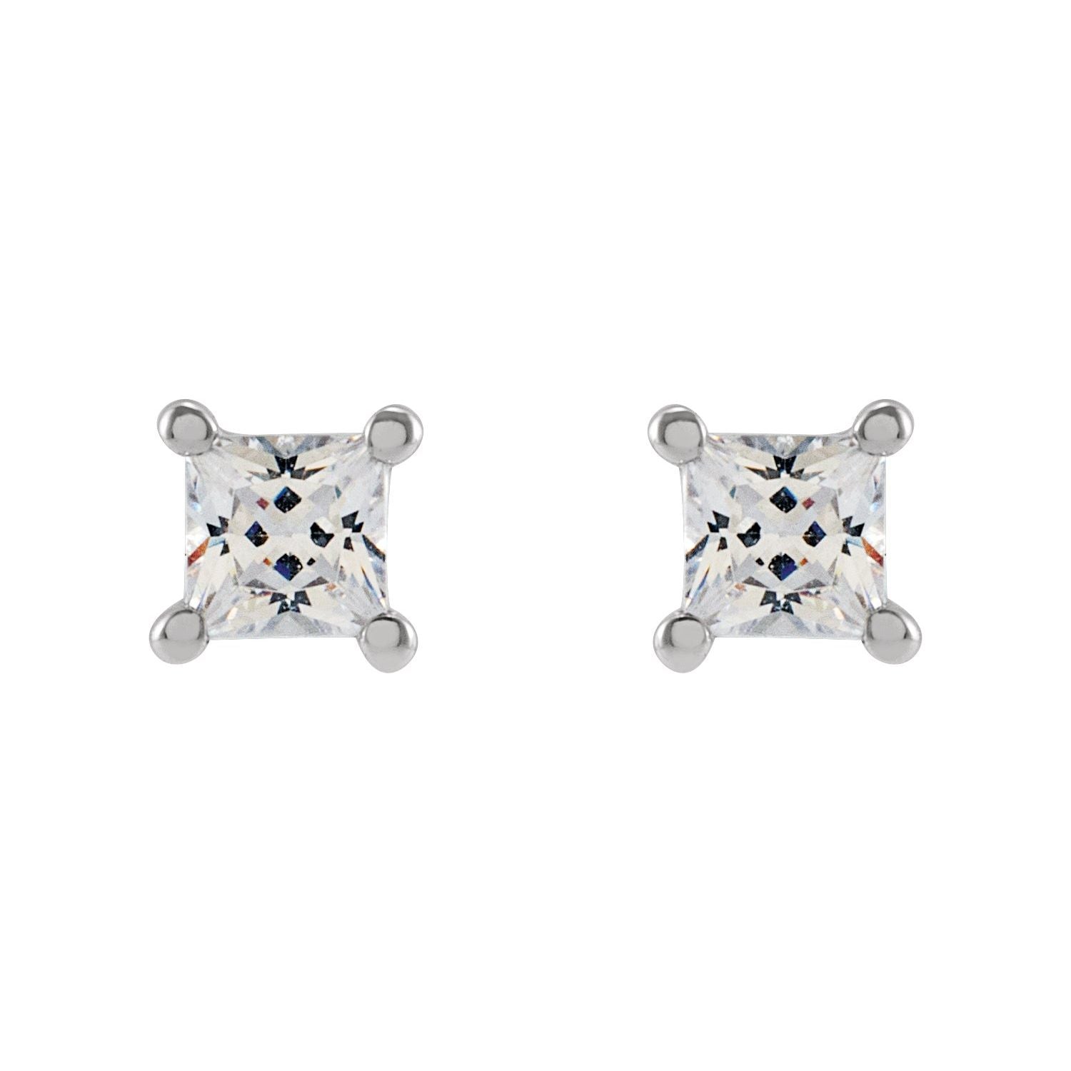 14K Gold 3 Mm Square 1/3ct Lab-grown Diamond Earrings Clarity SI Color G-H
