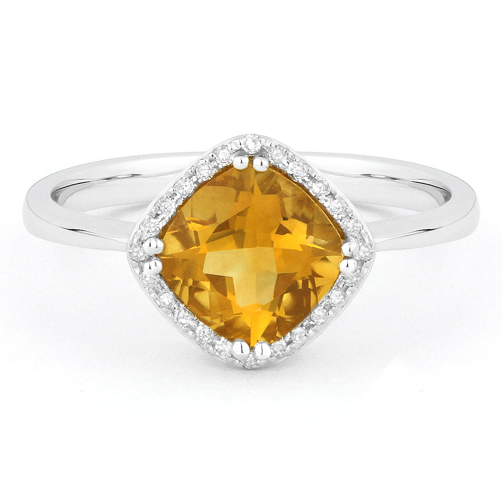 14K White Gold Citrine Ring