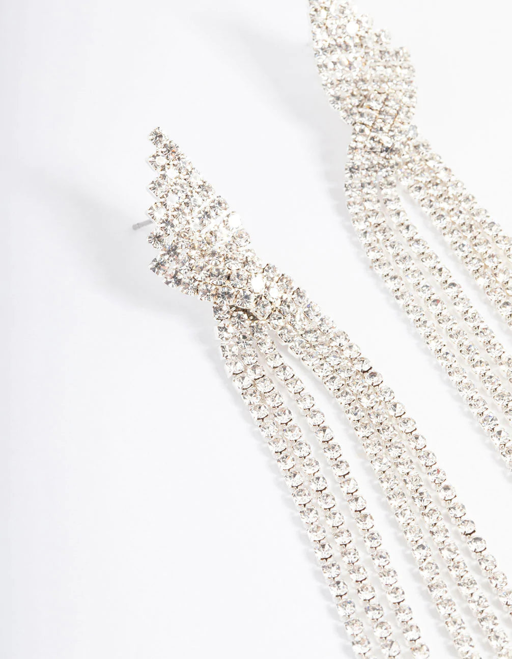 Rhodium Statement Strand Twist Drop Earrings