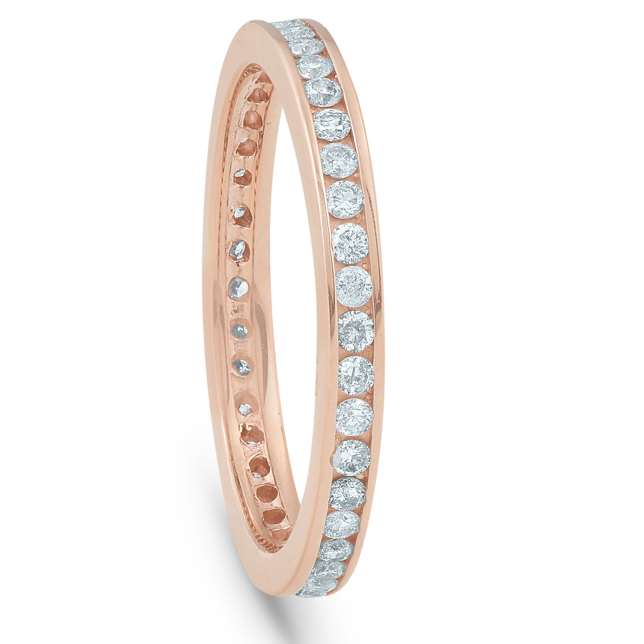 1/2 Ct Diamond Eternity Ring 14k Rose Gold Channel Set Wedding Band