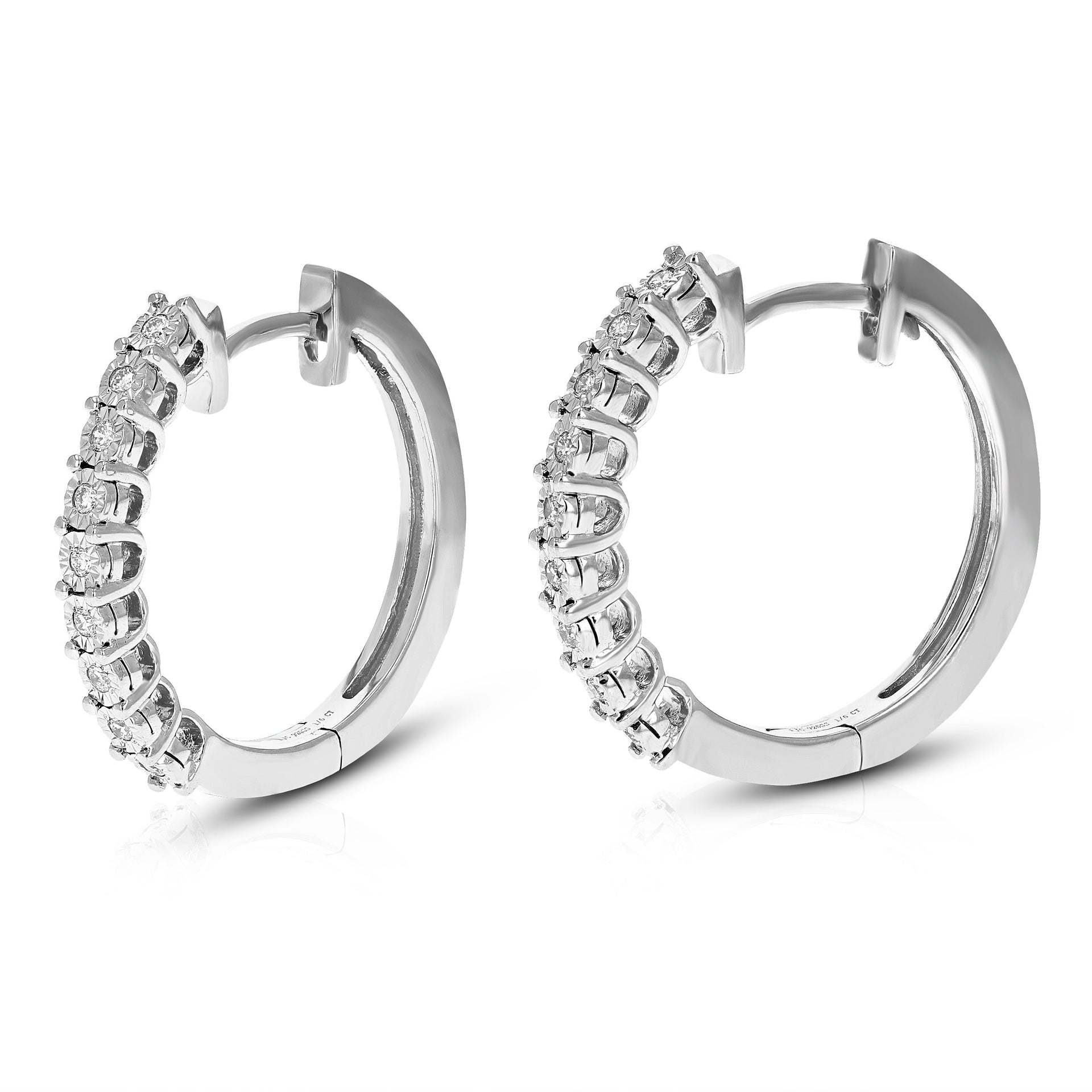 1/6 cttw Round Lab Grown Diamond Hoop Earrings in .925 Sterling Silver Prong Set