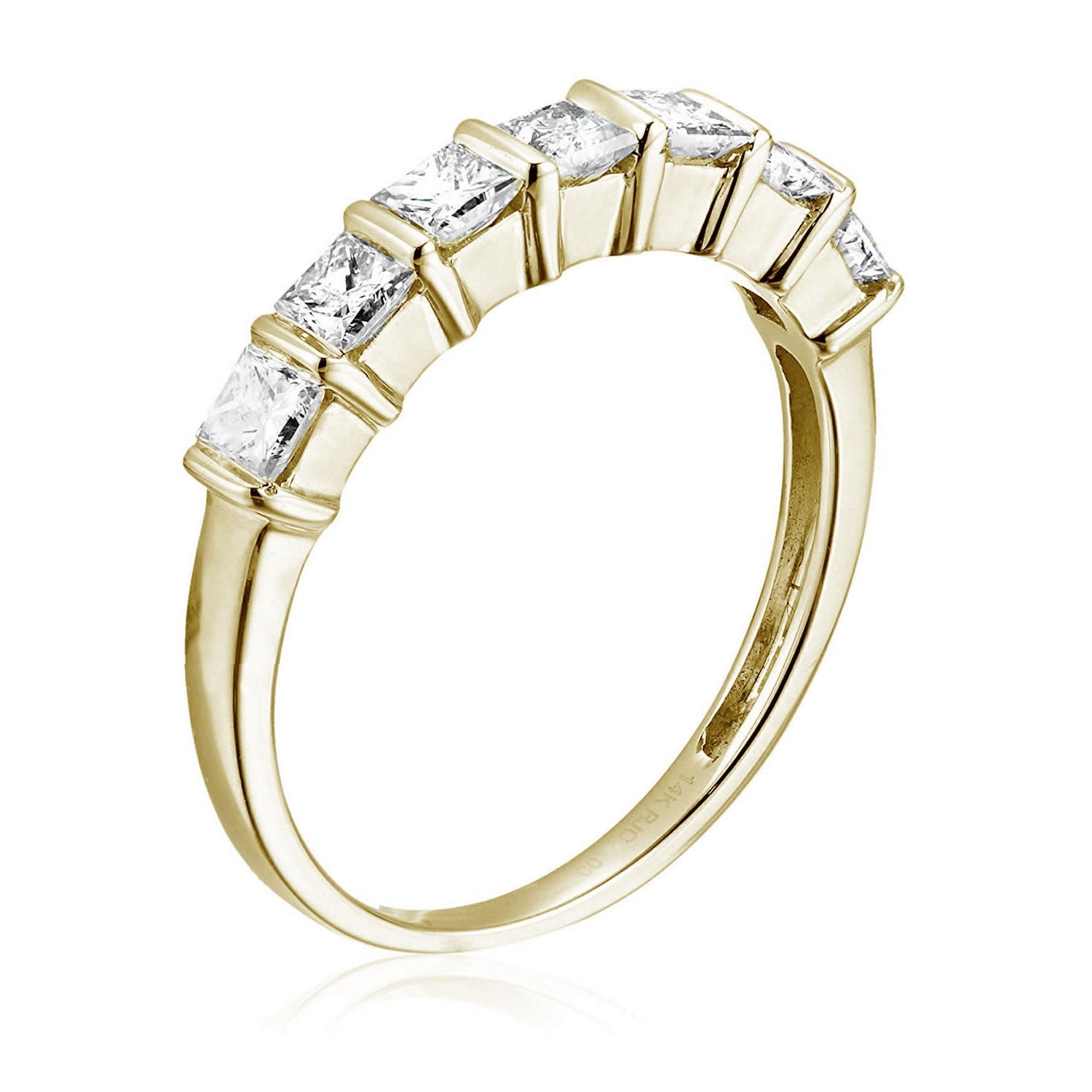 1/2 Cttw Princess Cut Diamond Wedding Band For Women In 14K Yellow Gold Channel Set Ring Size 5-9