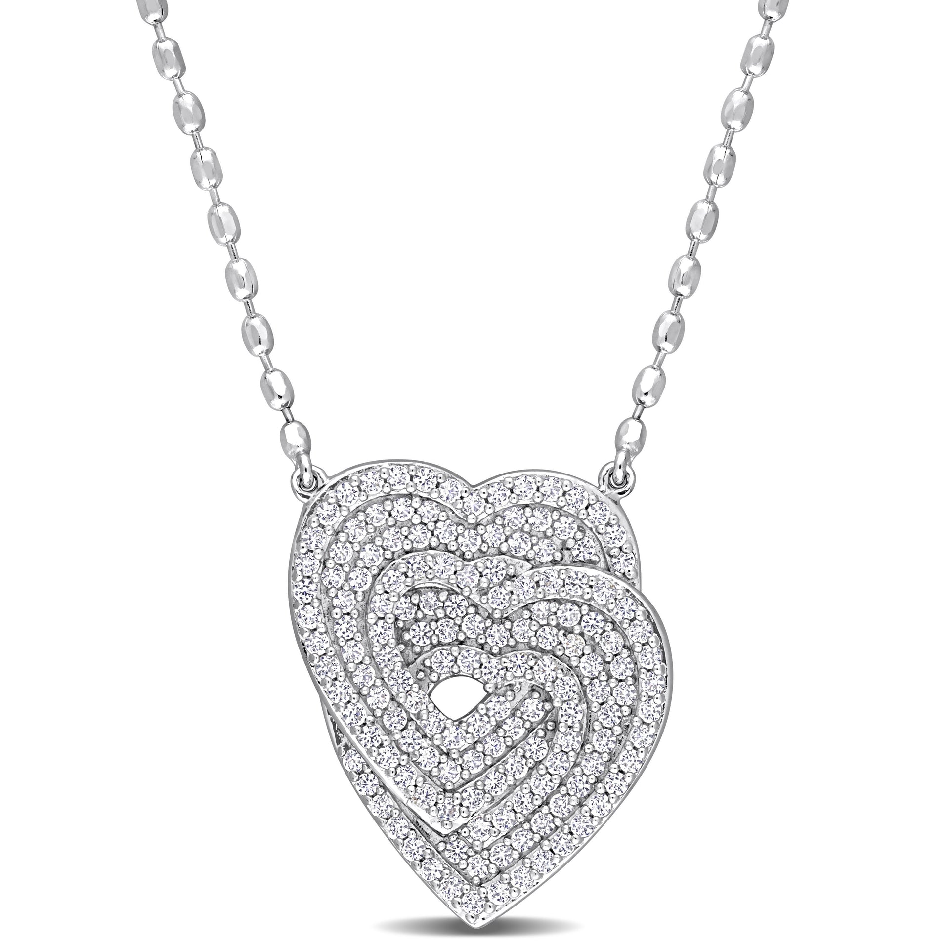 Mimi & Max Interlocking Hearts Pendant with Chain in Sterling Silver