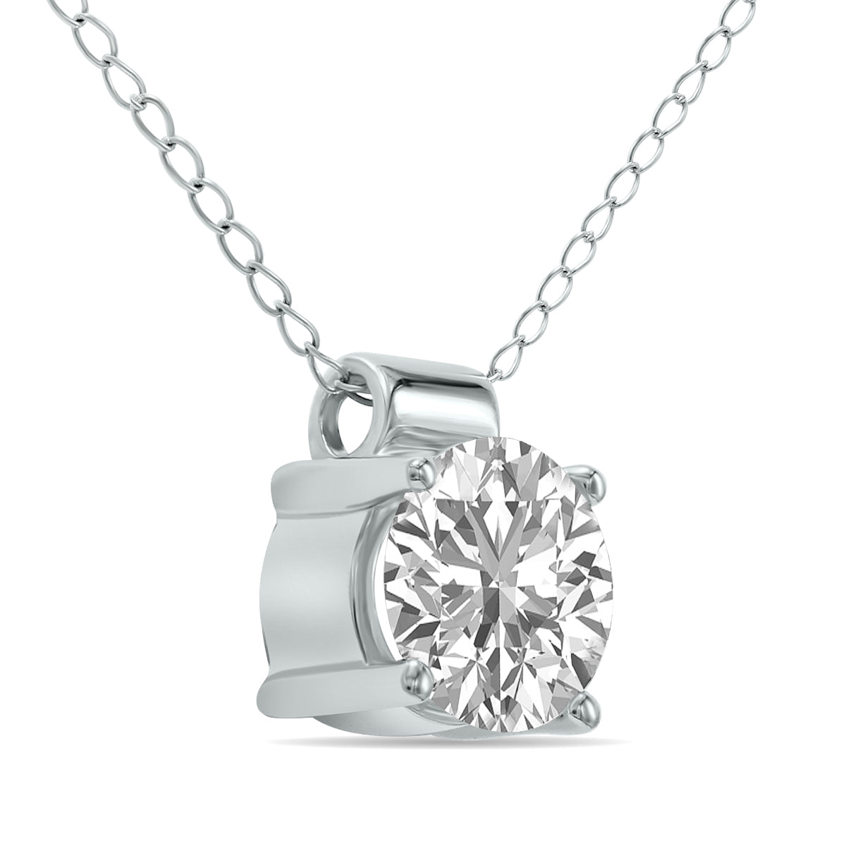 Lab Grown 1 Carat 4 Prong Diamond Solitaire Pendant In 14K White Gold