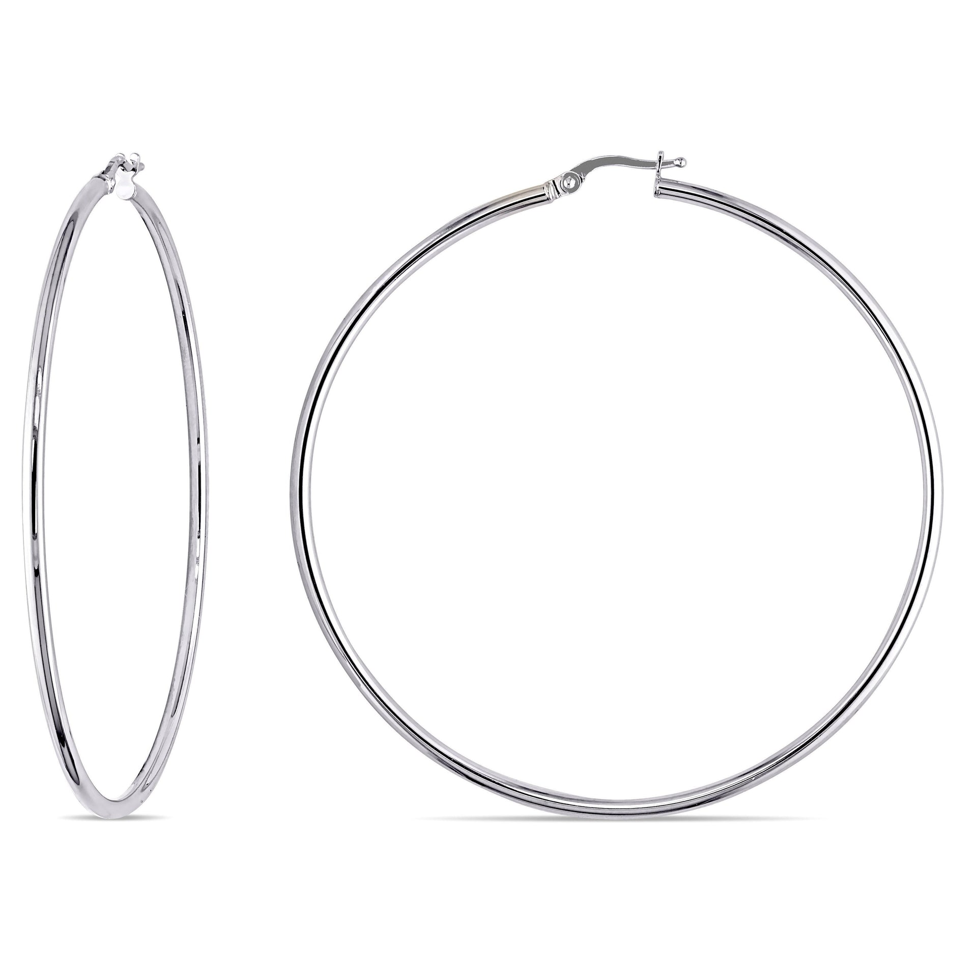 Mimi & Max 65mmHoop Earrings in 10k Polished White Gold