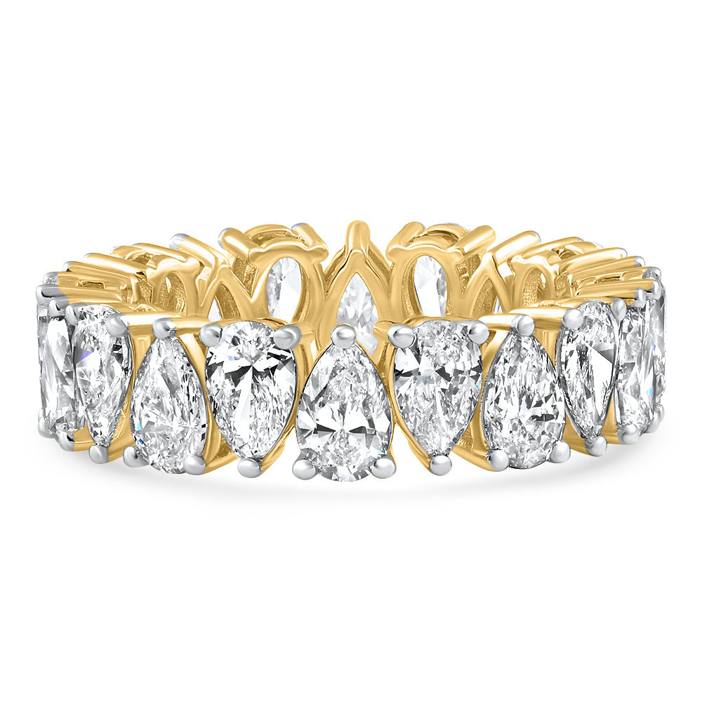 5.10Ct Pear Shaped Diamond Eternity Ring 14k Gold Lab Grown Stackable Band