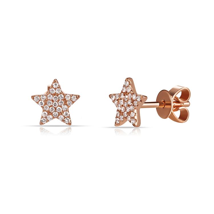 14k Gold & Diamond Star Earrings
