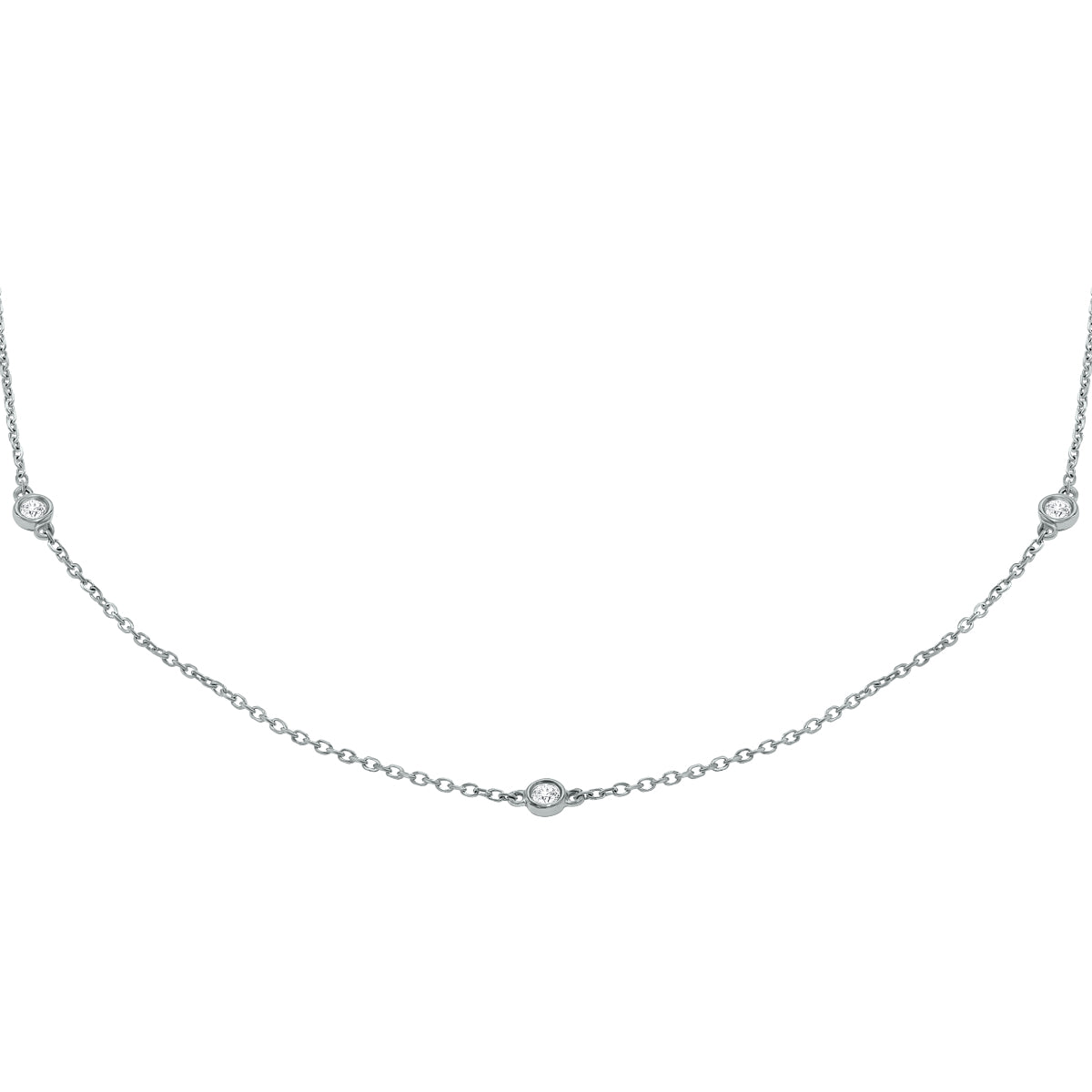 1/4 Carat Tw Bezel Set Diamond Station Necklace In 14K