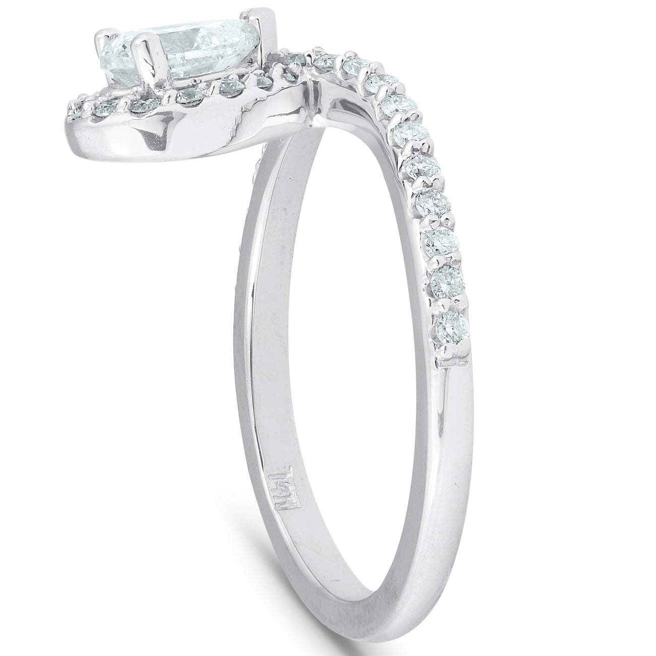 3/4 Ct Pear Shape Halo Diamond Twist Engagement Ring 14k White Gold