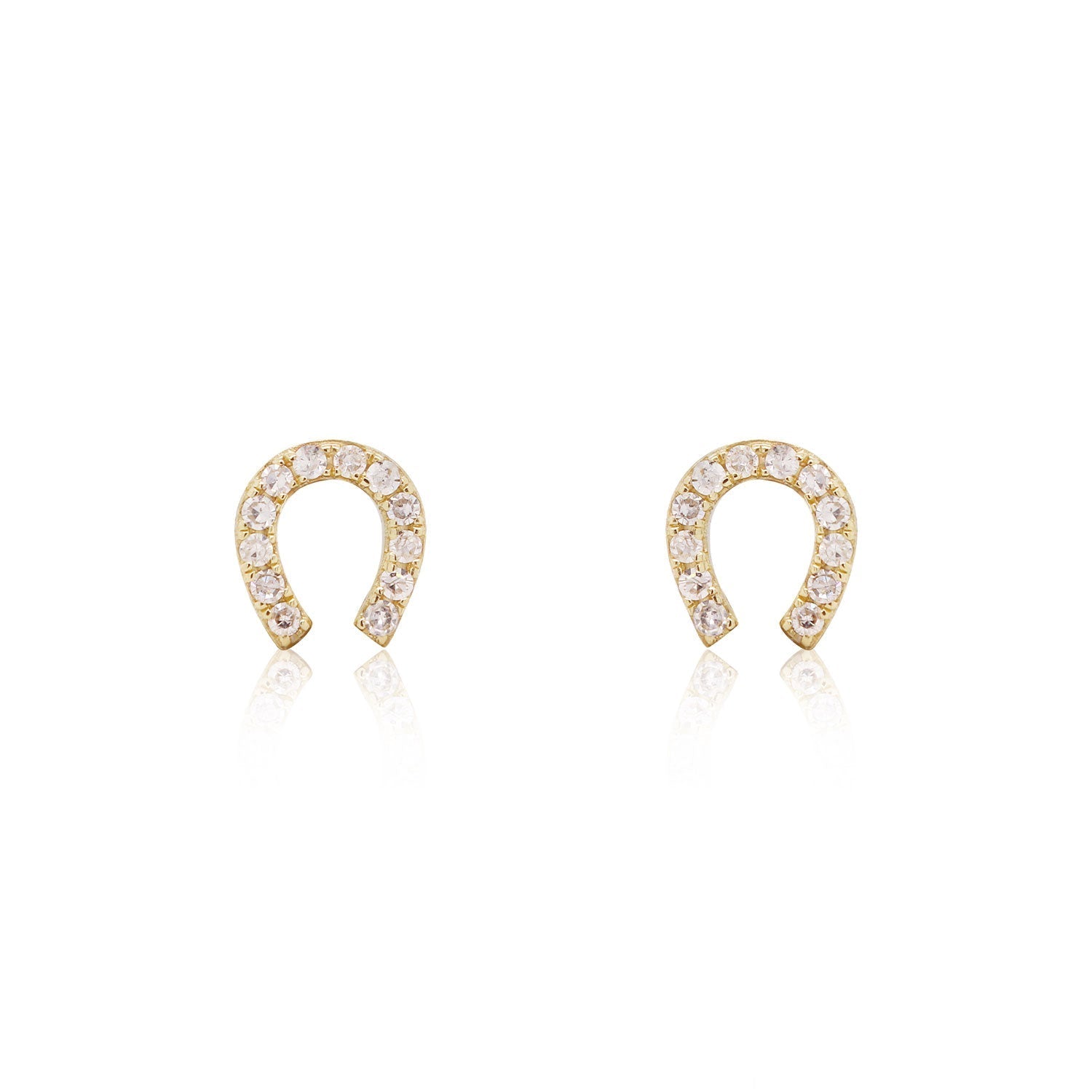 Mini Diamond Horseshoe Stud Earrings