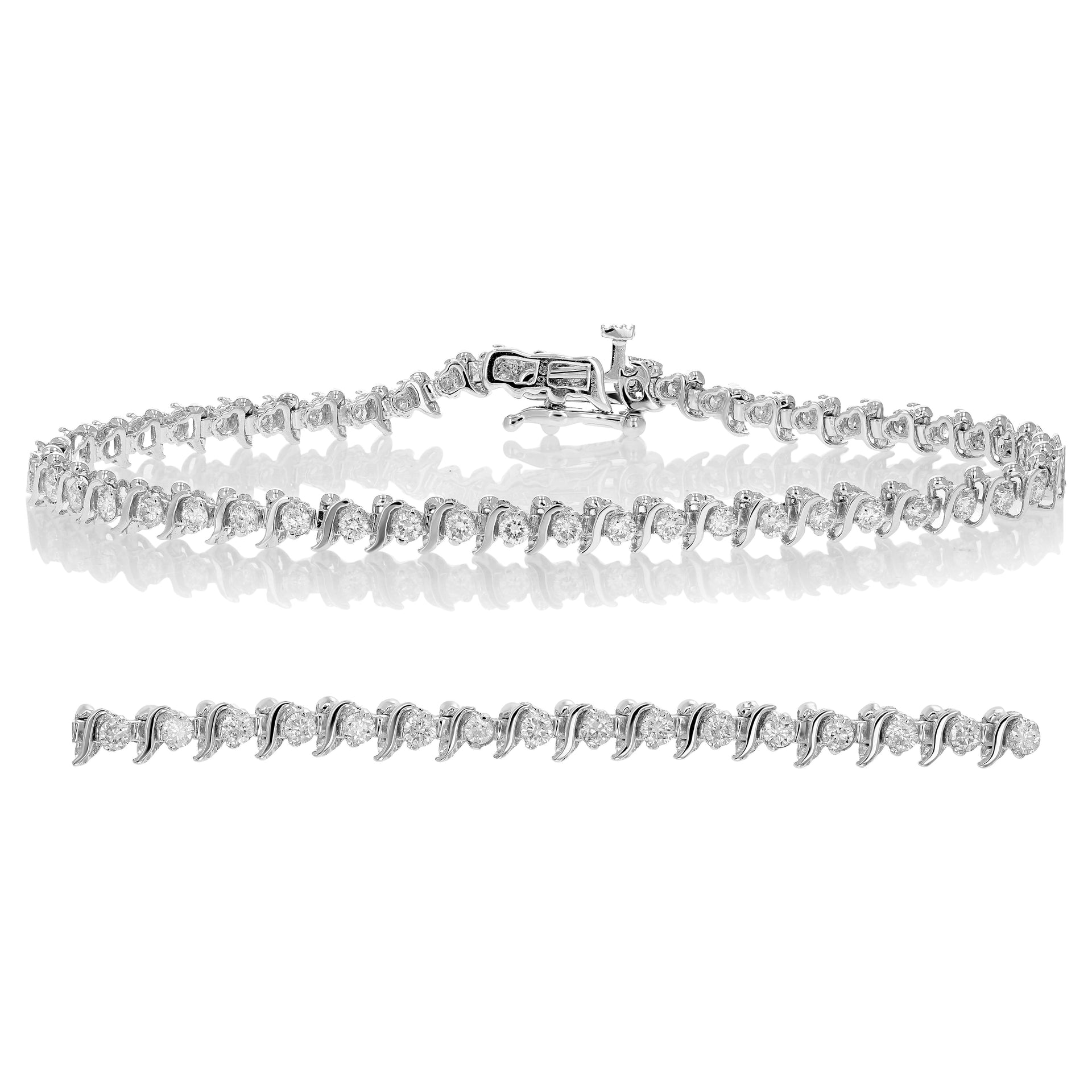 1.50 cttw SI2-I1 IGI Certified Diamond Bracelet 14K White Gold S-Link 7 Inch