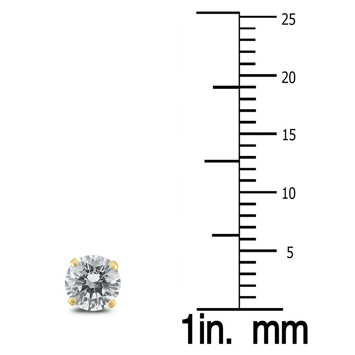 3/4 Carat TW Round Solitaire Natural Diamond Stud Earrings In 14K Yellow Gold