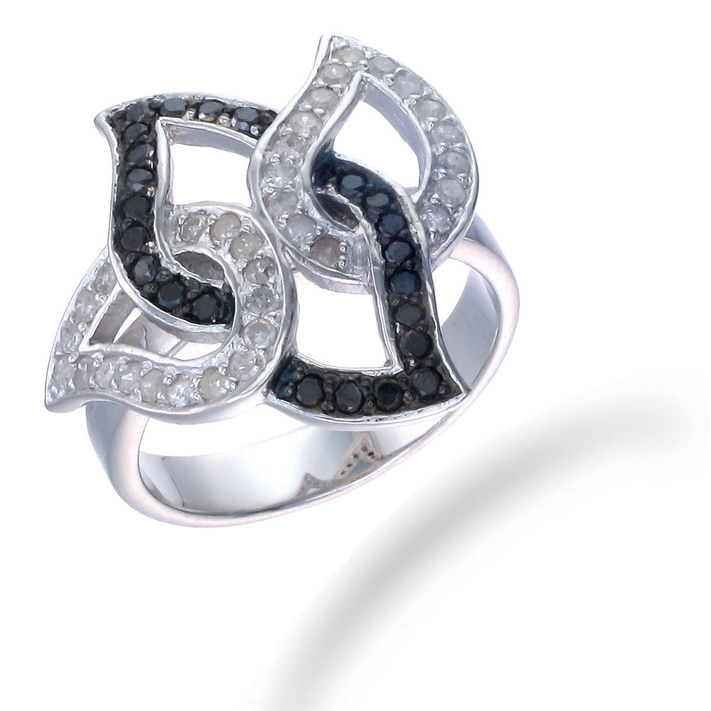 Sterling Silver Black Diamond Ring (3/4 cttw)