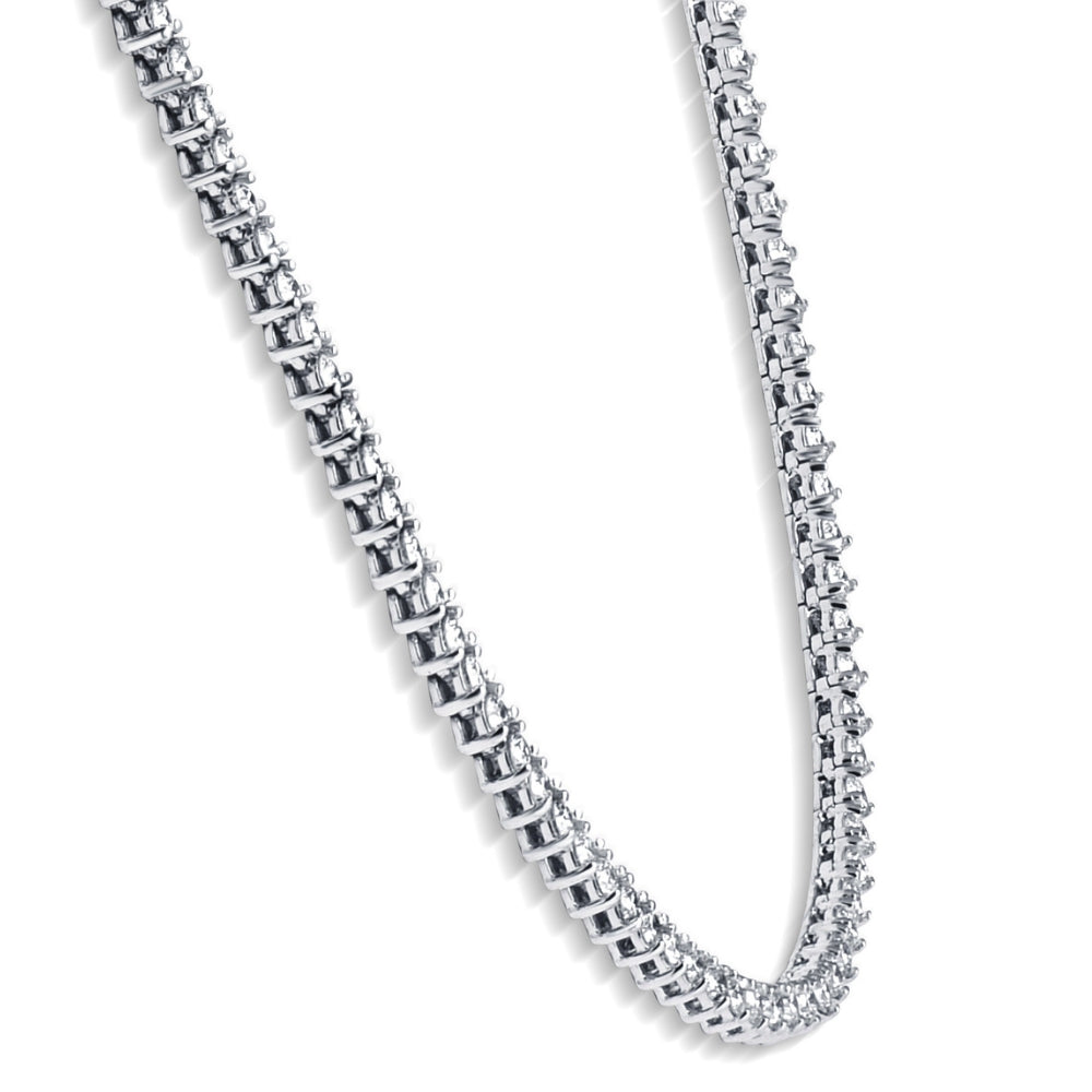 F/VS 5.59Ct Diamond Tennis Necklace 3-Prong 14k White Gold 16' Lab Grown