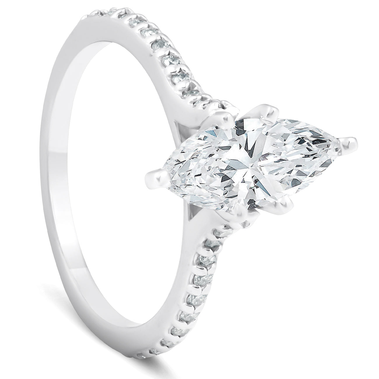 2 CT Marquise Diamond Engagement Ring 14k White Gold 6.5