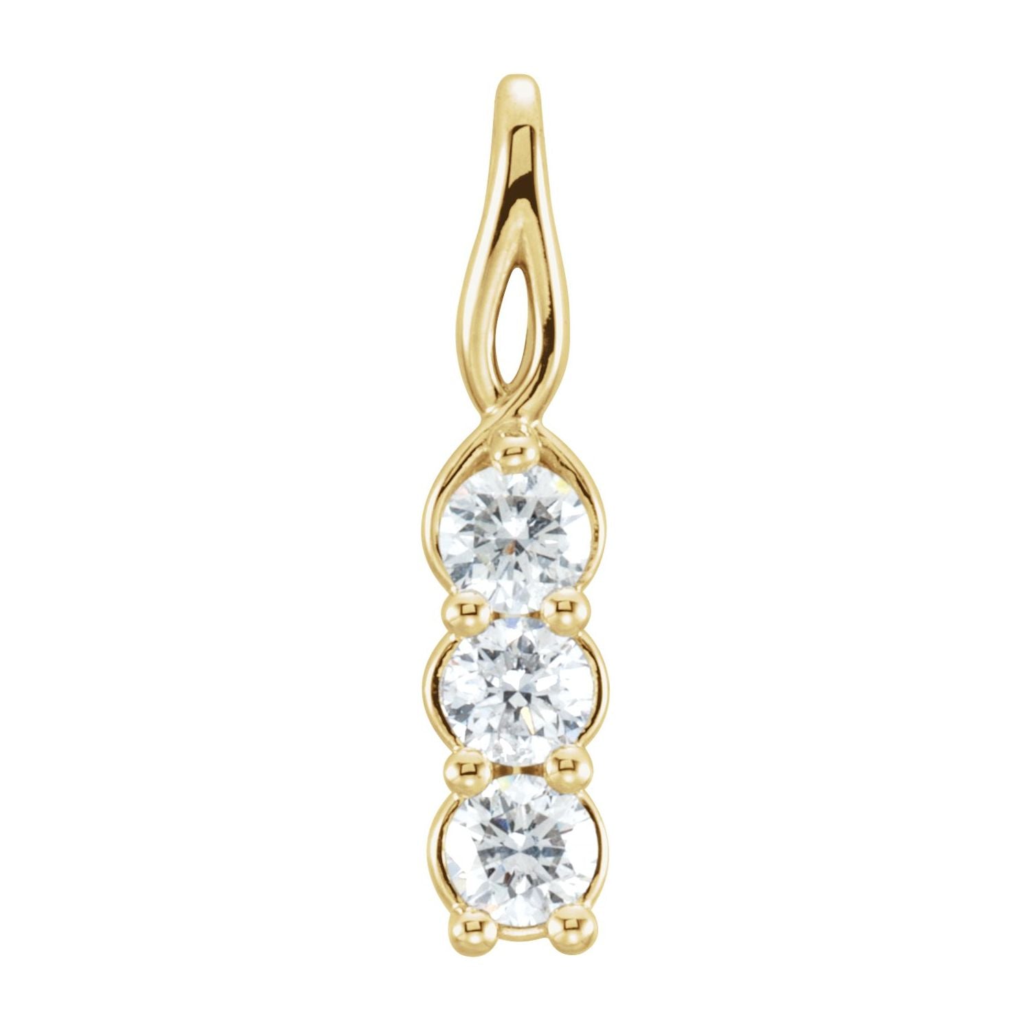 14k Gold 1/3ct Lab-grown Diamond Three-stone Pendant