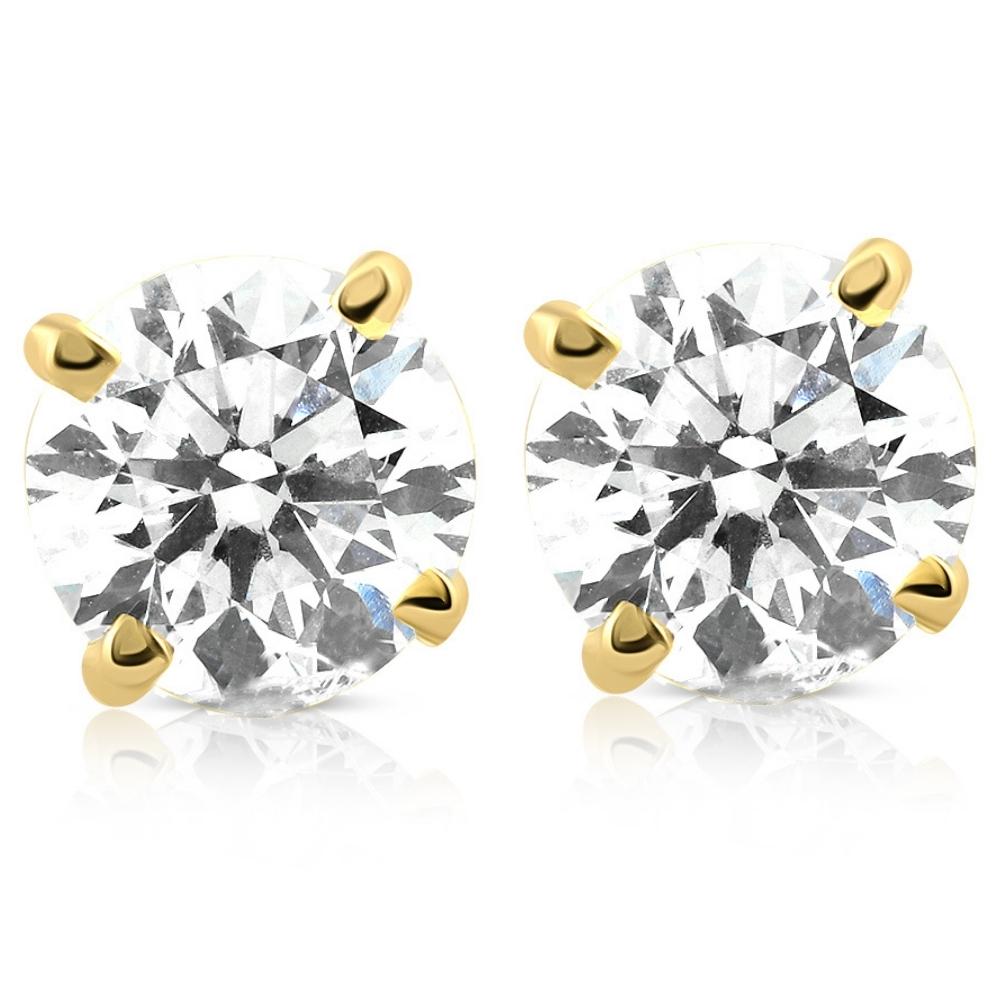 4 cttw Round Diamond Screw Back Studs 14K Yellow Gold