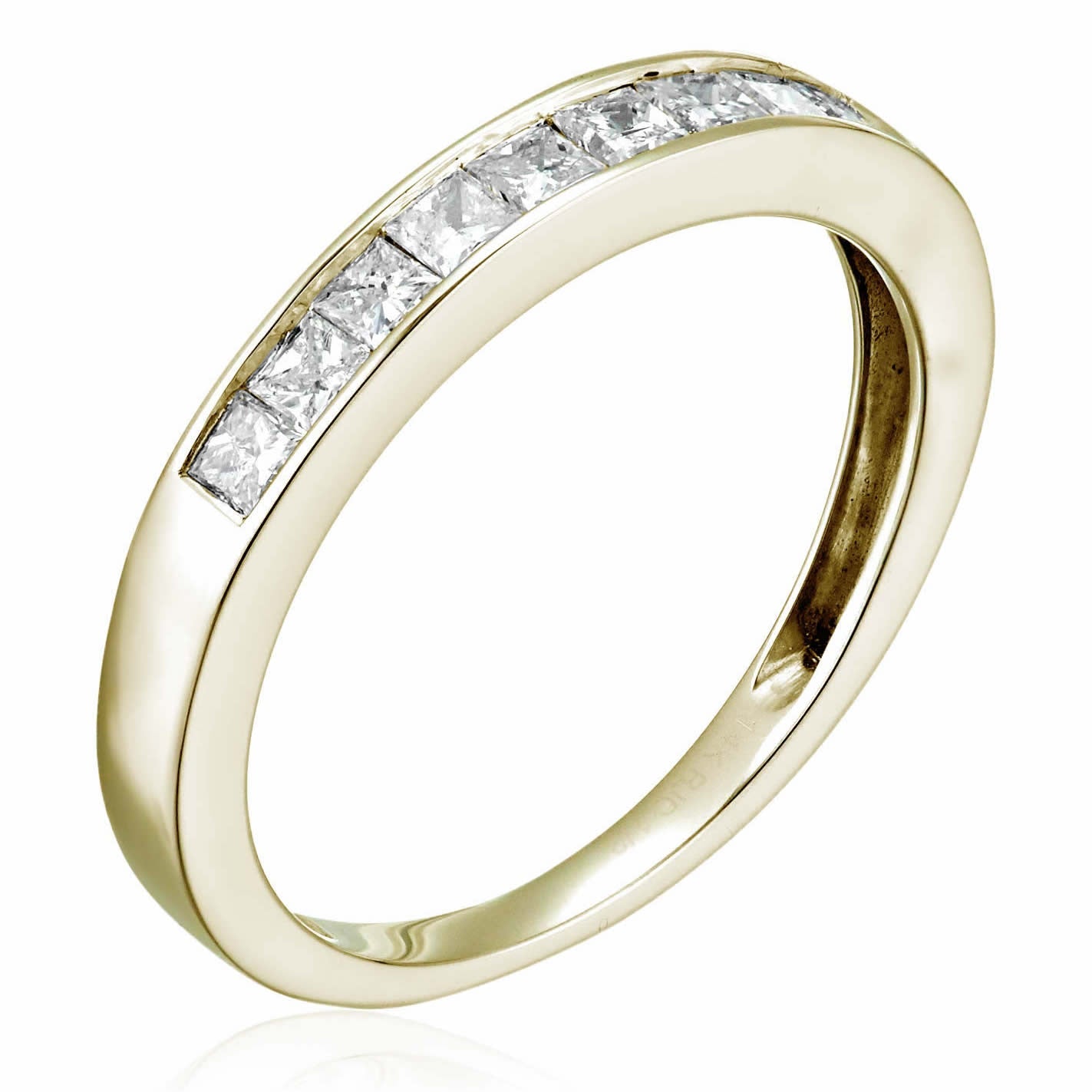 1/2 Cttw Princess Cut Diamond Wedding Band 14K Gold Channel Set Bridal