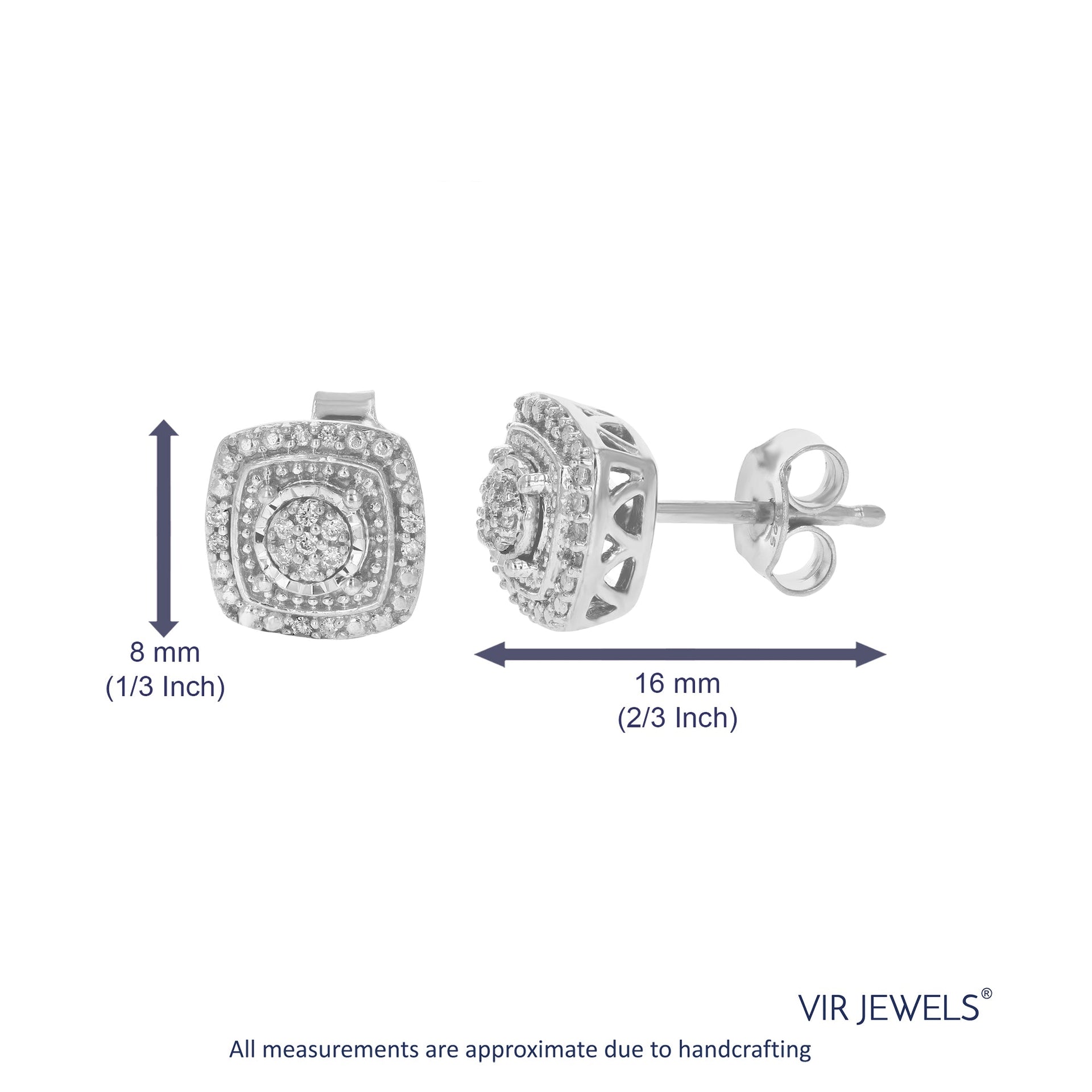 1/10 cttw Round Lab Grown Diamond Stud Earring .925 Sterling Silver Prong Set