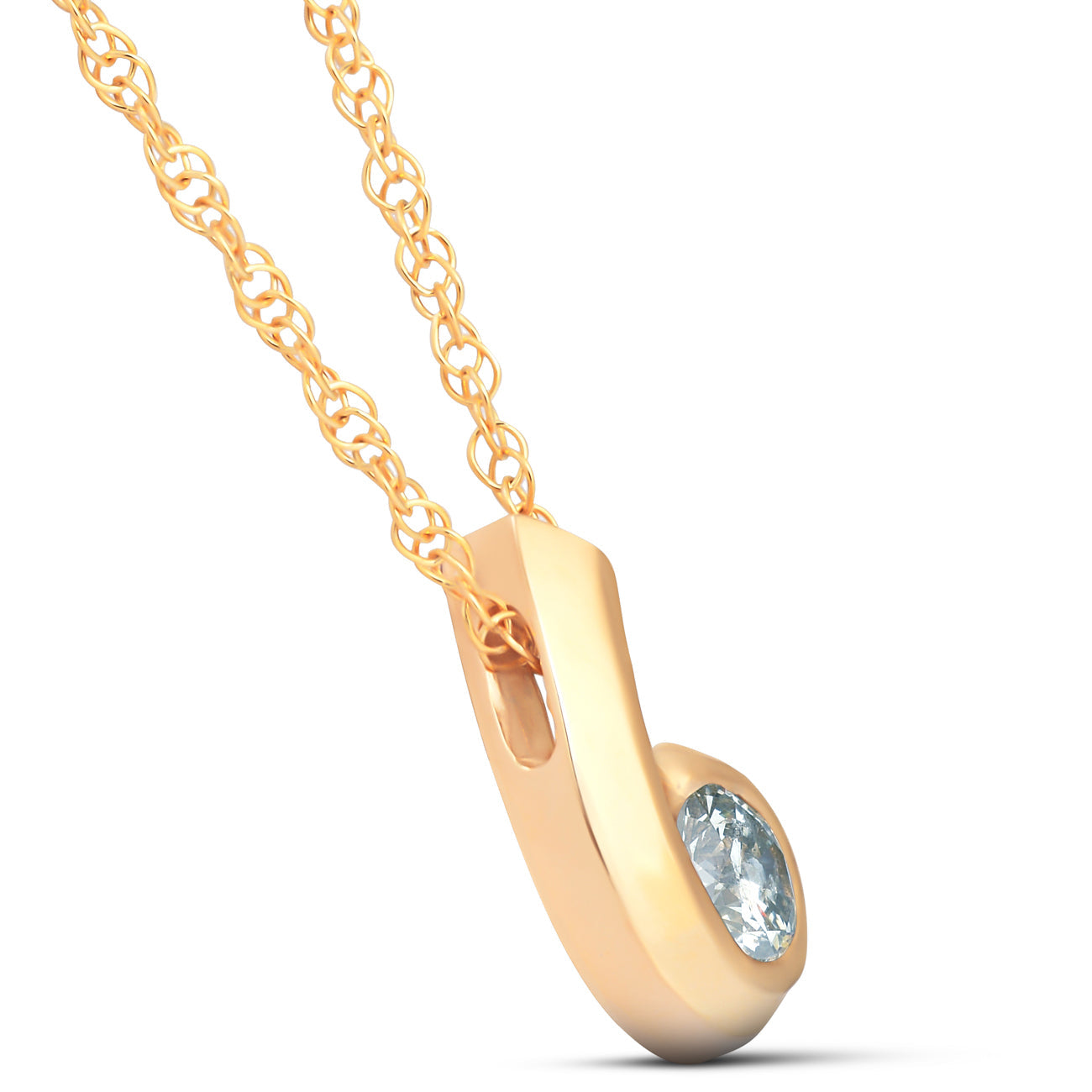 1/4ct Solitaire Round Diamond Pendant 10K Yellow Gold