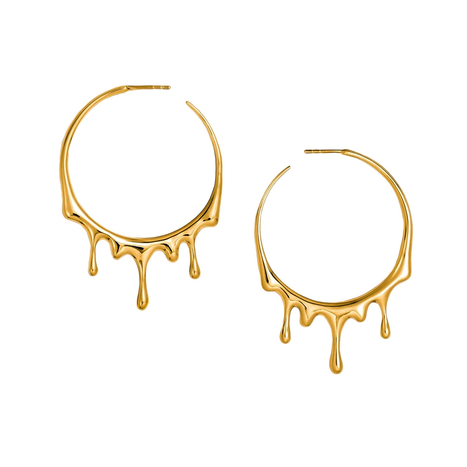 Dripping Circular M-1 Gold Vermeil Hoop Earrings