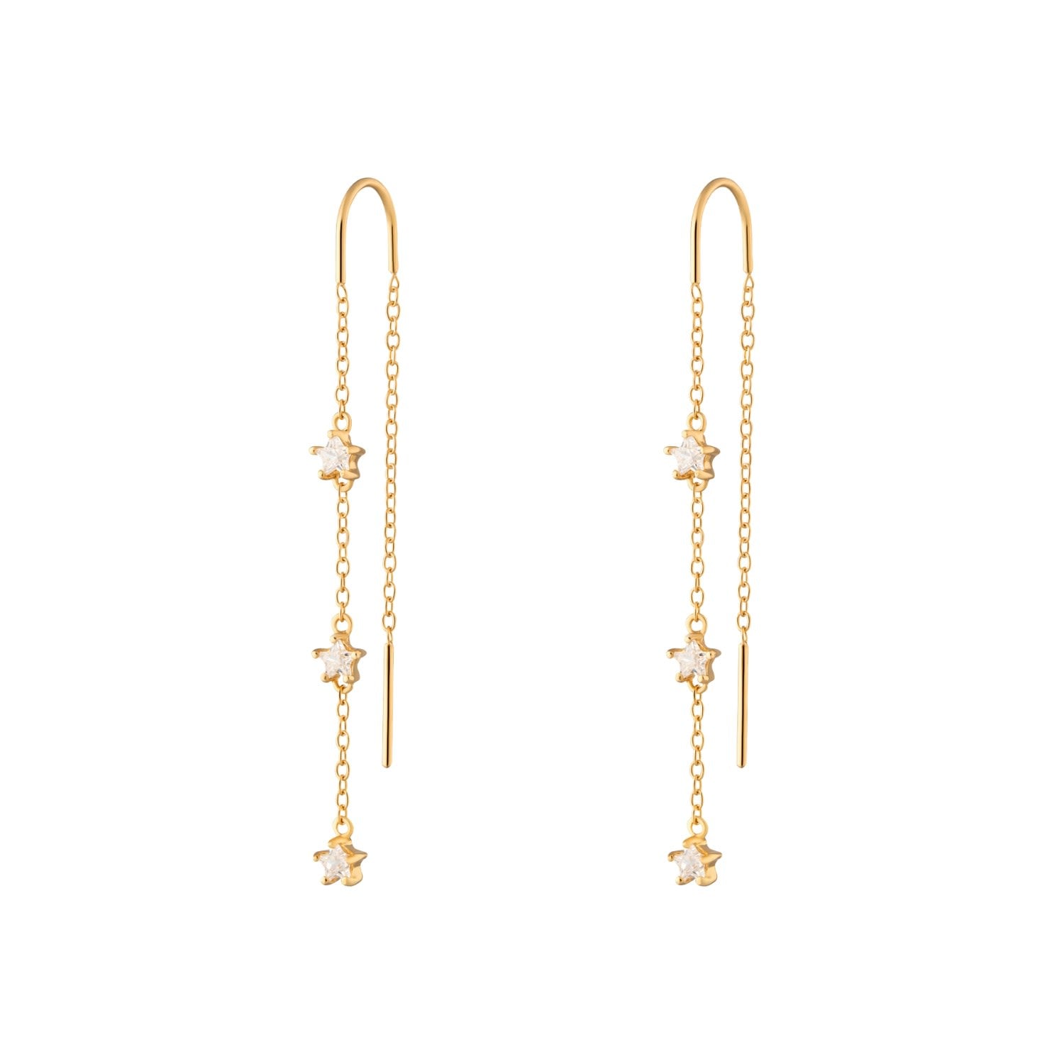 Gold Sparkling Star Threader Earrings