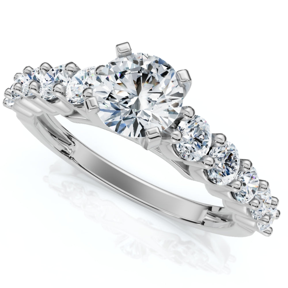 2 1/5Ct Lab Grown Diamond Engagement Ring Set in White, Yellow, or Rose Gold