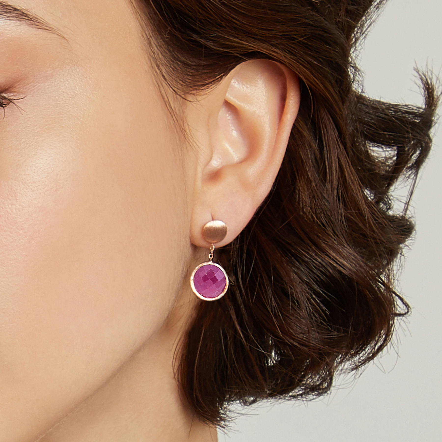 Kensington drop earrings in ruby root and 14k satin rose gold