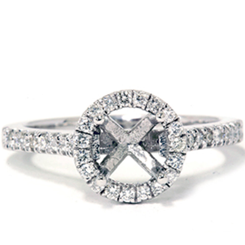 1/3ct Pave Diamond Engagement Semi Mount Ring 14K White Gold