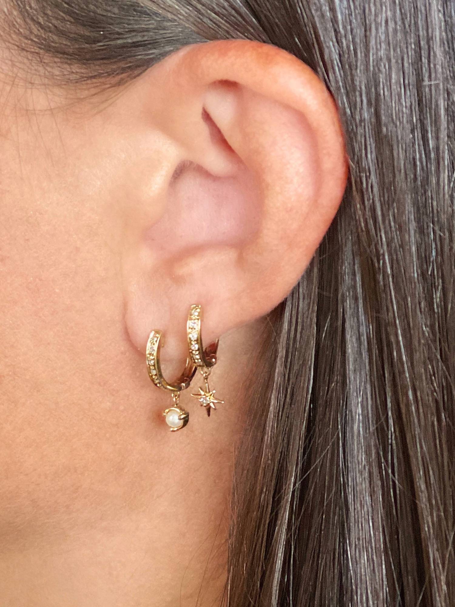 Women's 14K Pave Huggies Earring In Gold/diamond