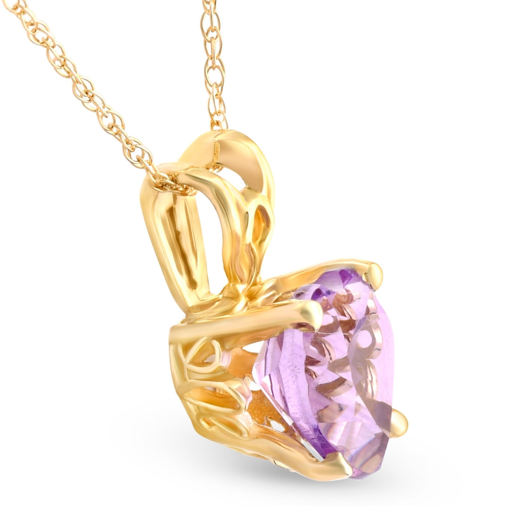 7mm Women's Heart Pendant in Amethyst 14k White, Rose, or Yellow Gold Necklace