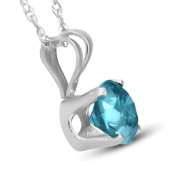 1/2 Carat Blue Diamond Solitaire Pendant 14K White Gold