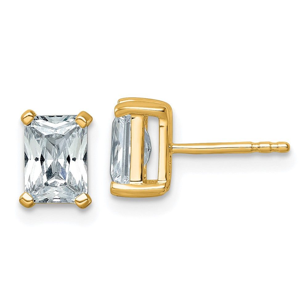 14k Gold Radiant 2 CT Lab Grown Diamond Stud Earrings VS Clarity D-E Color