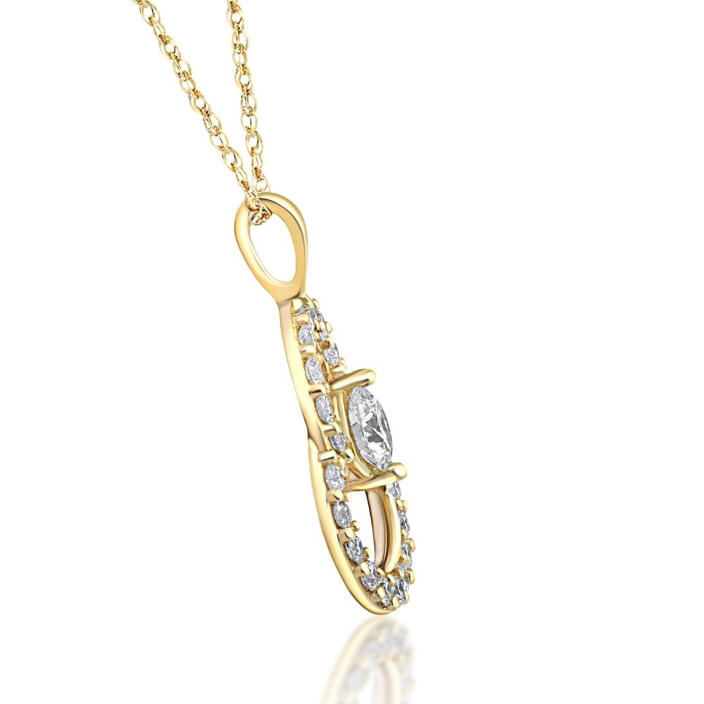 1/2 CT T.W. Circled By Love Diamond Pendant 10k Yellow Gold Women's Necklace