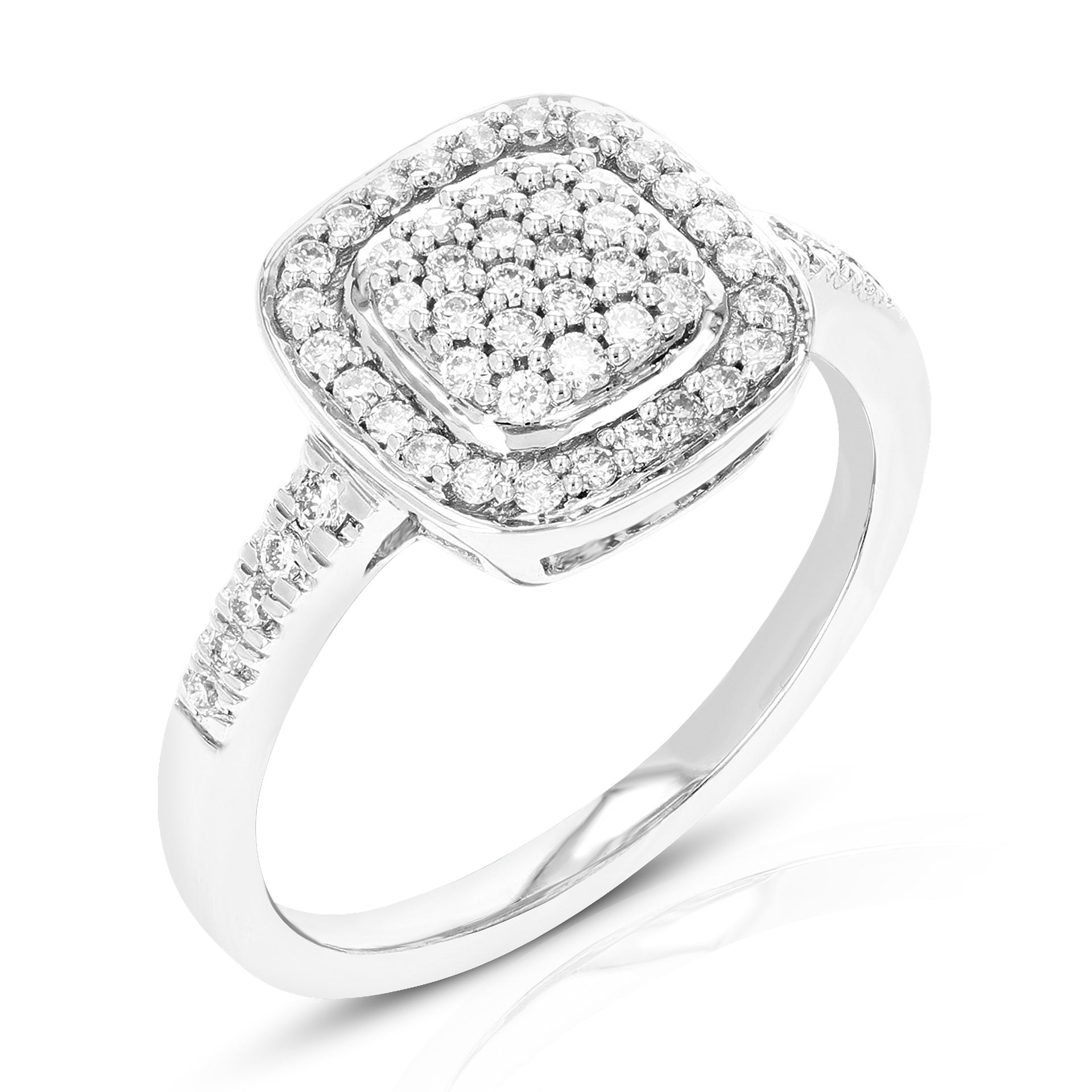 2/5 cttw 56 Stones Round Cut Lab Grown Diamond Engagement Ring .925 Sterling Silver Prong Set