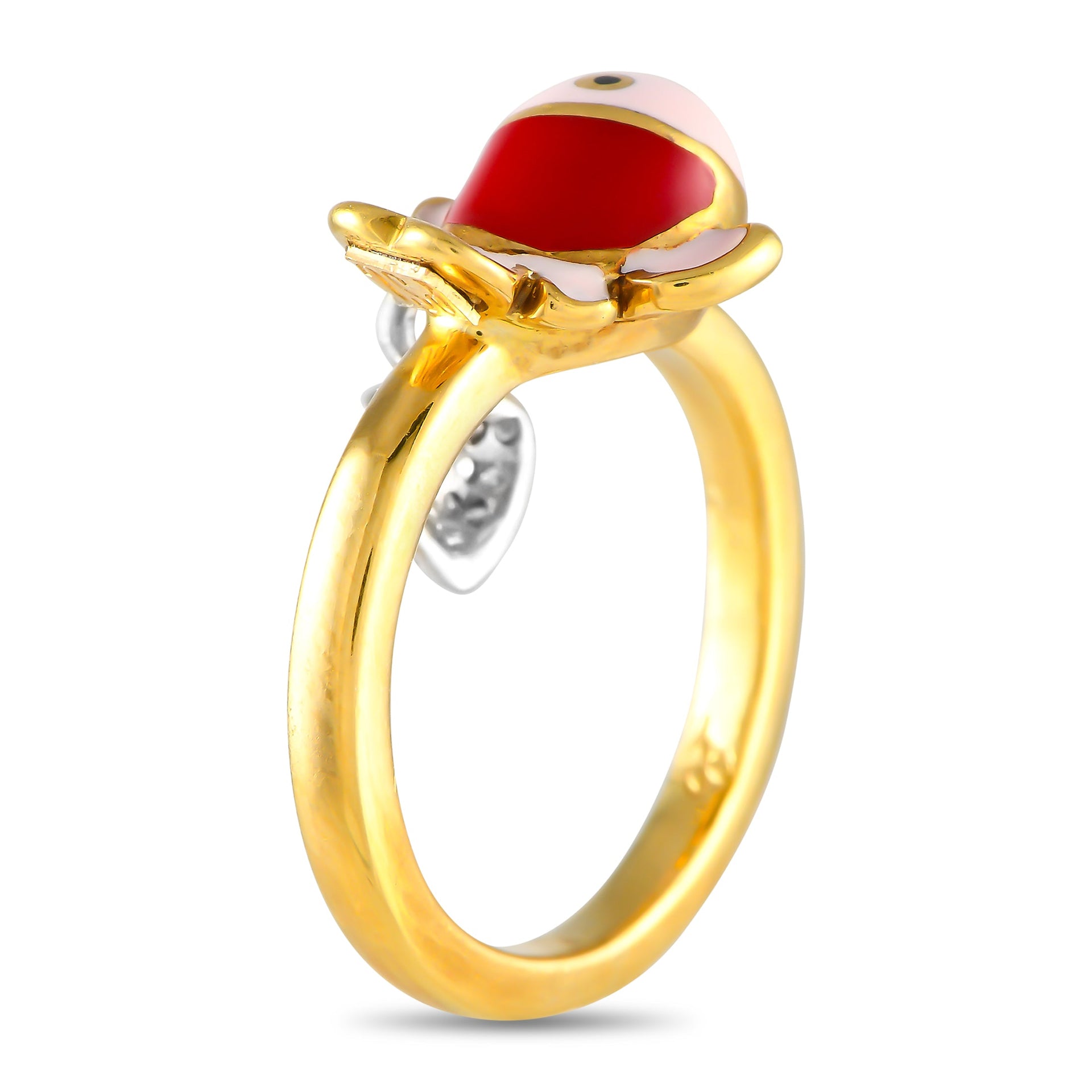 Aaron Basha 18K Yellow Gold Diamond And Enamel Clownfish Ring