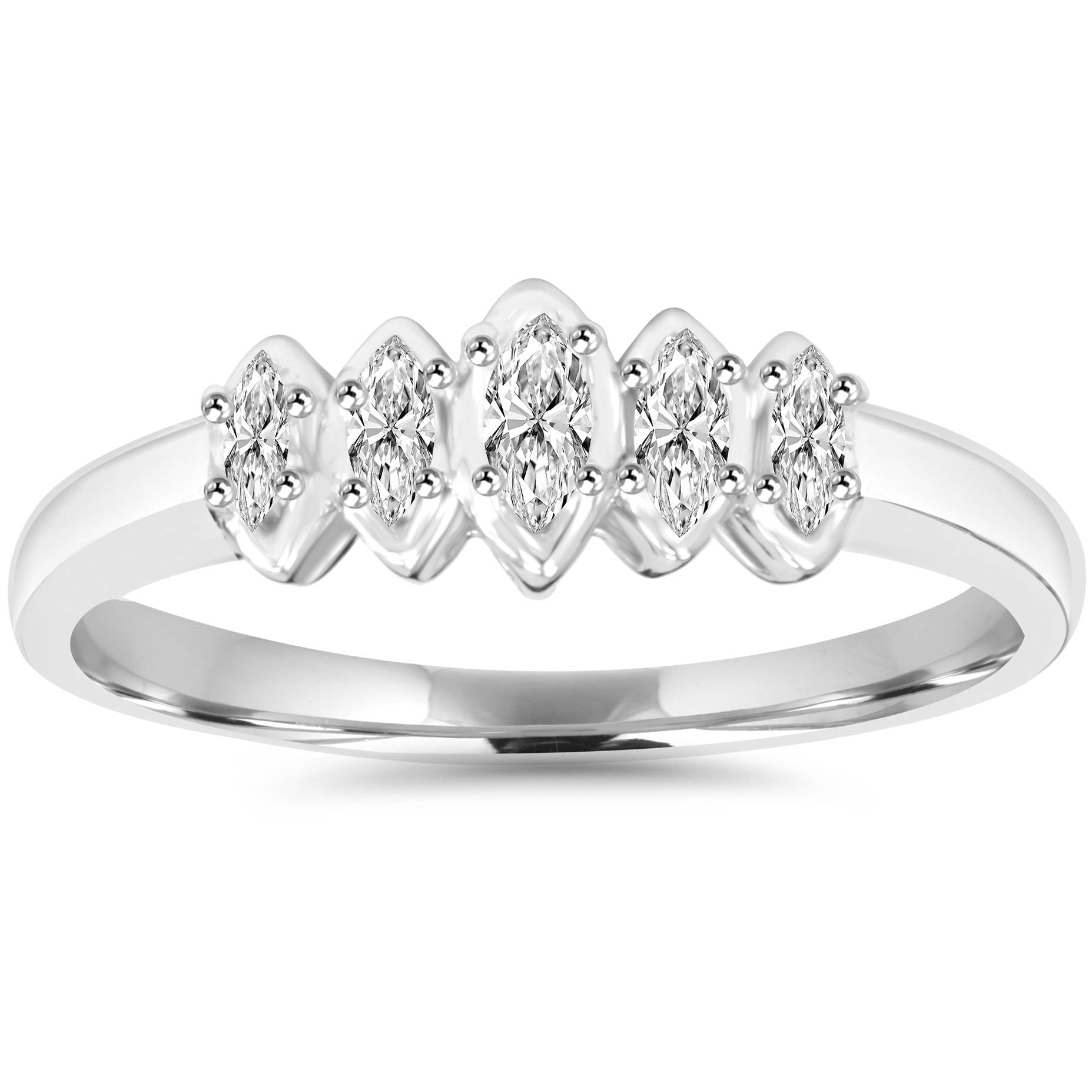 1/4CT Marquise Diamond Ring 10K White Gold