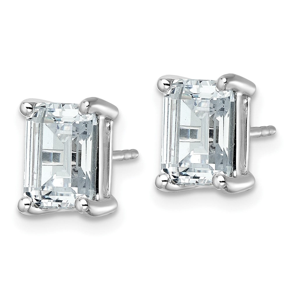 14k White Gold 5 CTW Lab Grown Diamond Emerald Stud Earrings