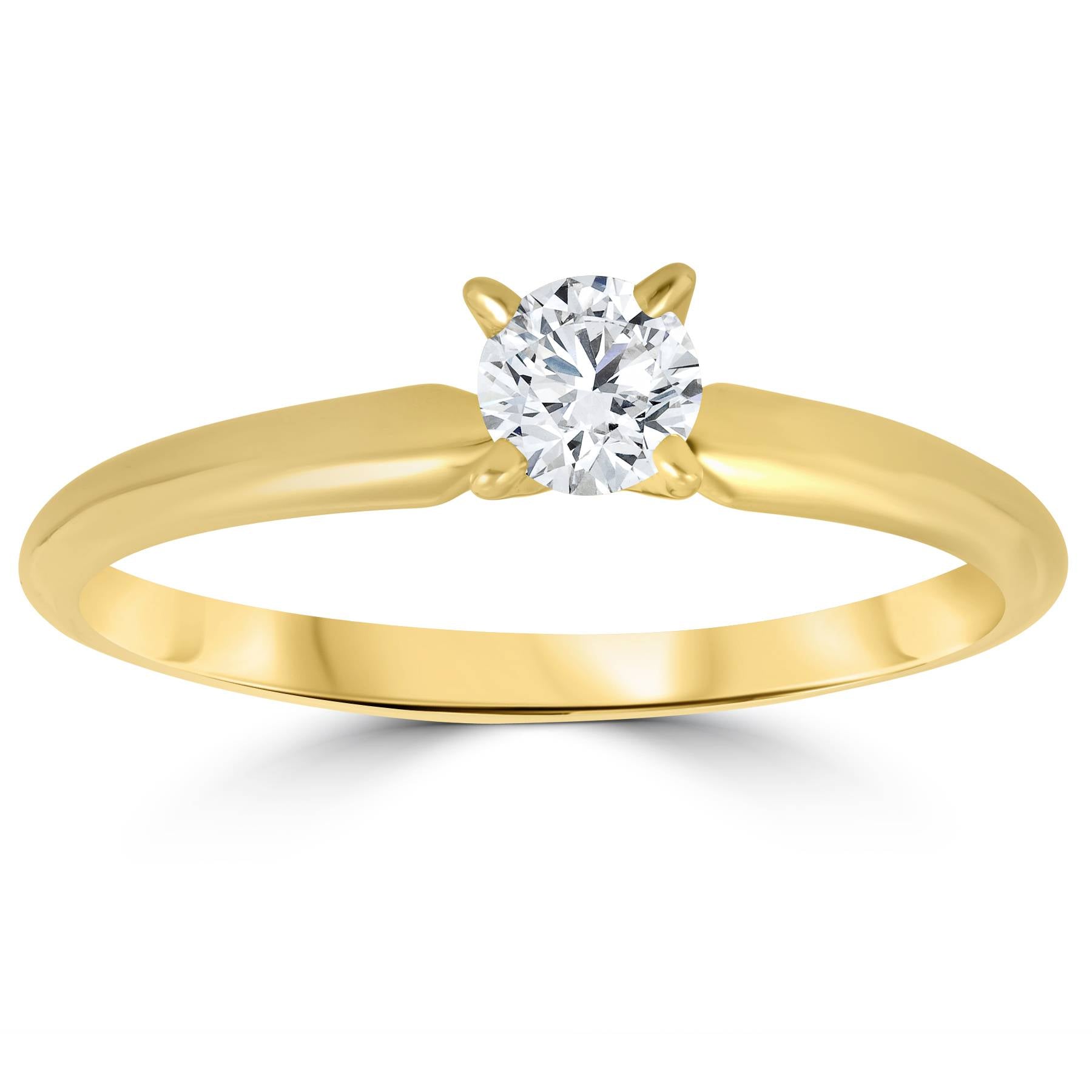 1/3ct Round Diamond Solitaire Engagement Ring 14k Yellow Gold