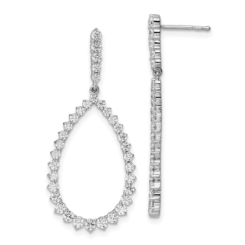 14k White Gold 1 1/2 CT Lab Grown Diamond Fancy Dangle Hoop Earrings VS Clarity D-E Color