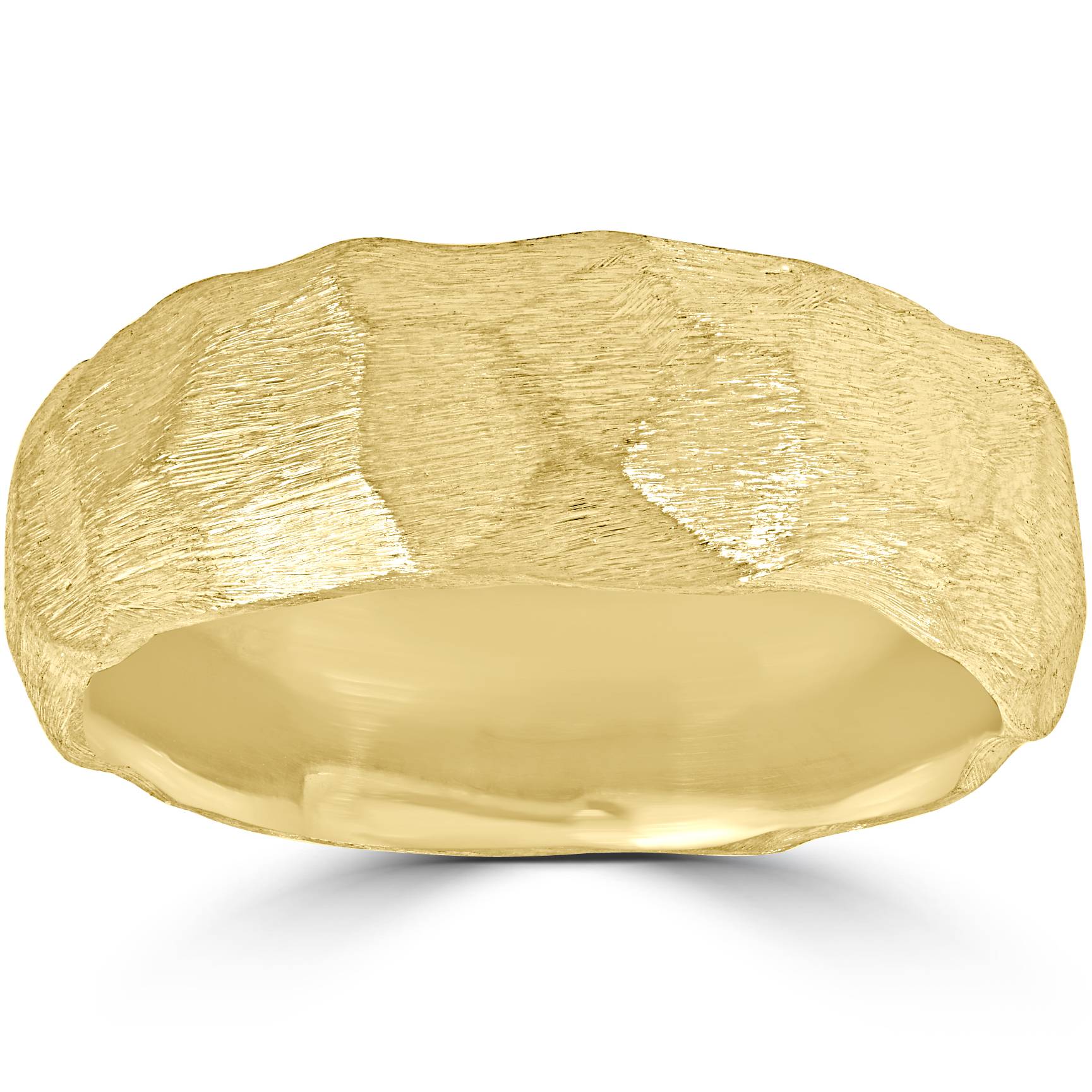 Designer 14k Yellow Gold Hammered Nugget Wedding Band Size Selectable