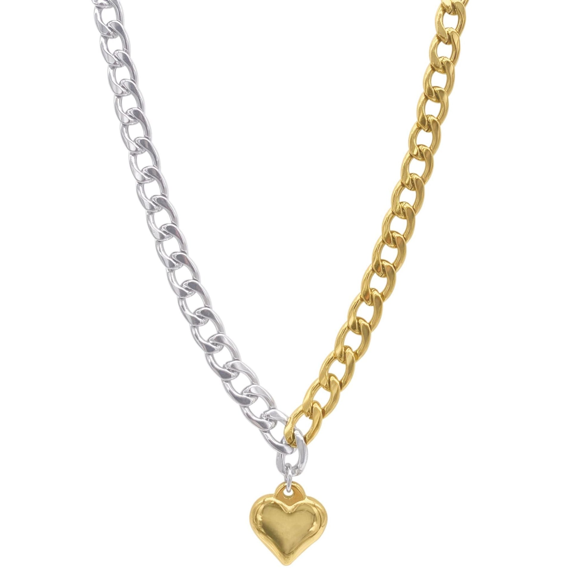 Water Resistant Crystal Heart Tennis Chain Necklace gold