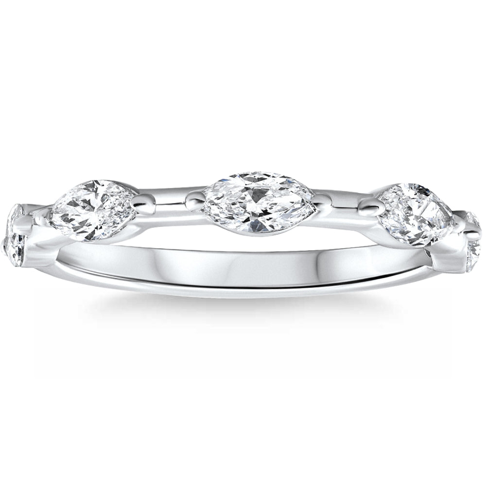 .80Ct Marquise Diamond Wedding Ring Stackable Band 14k Gold Lab Grown