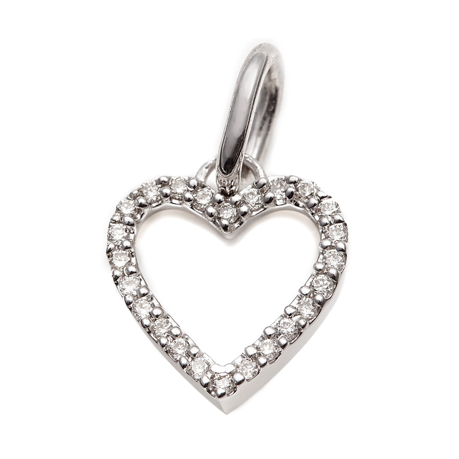 Diamond Studded My Heart Pendant White Gold